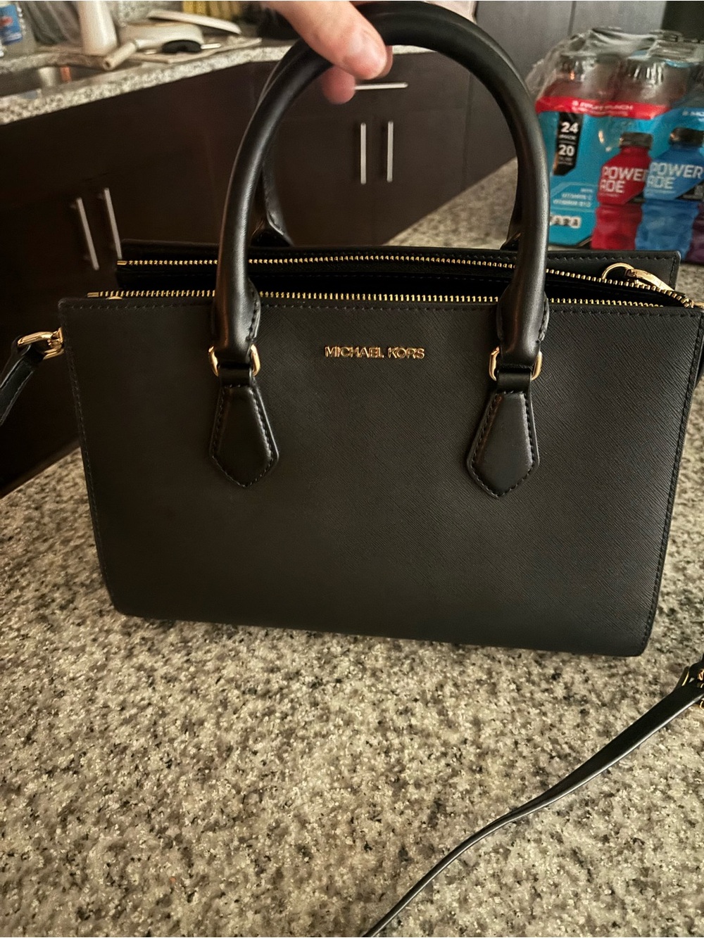 Michael Kors SHEILA MEDIUM FAUX SAFFIANO LEATHER SATCHEL